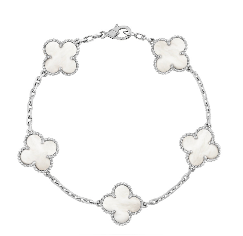 FOUR-LEAF CLOVER SILVER LUCKY WHITE