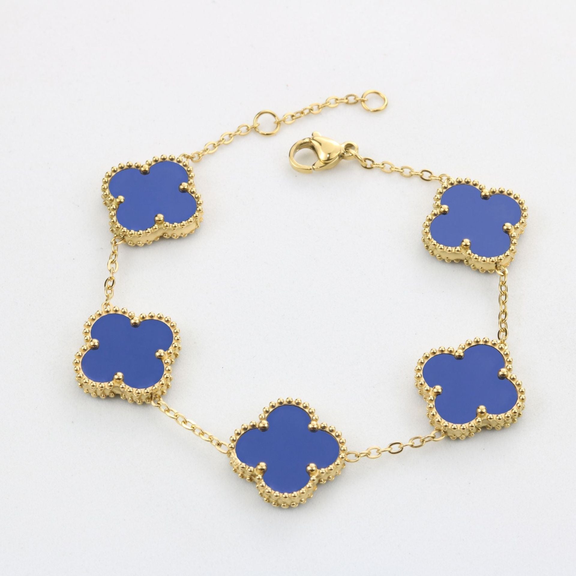 LUCKY BLUE FOUR-LEAF CLOVER BRACELET